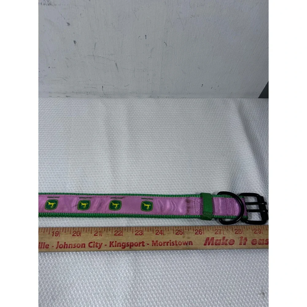 John Deere Dog Collar Large Pink Green Logo Adjustable Pets First Pet Accessory